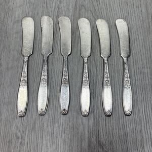 6 Silver Plate Butter Knife Spreaders 1847 Rogers Bros Ambassador "K"